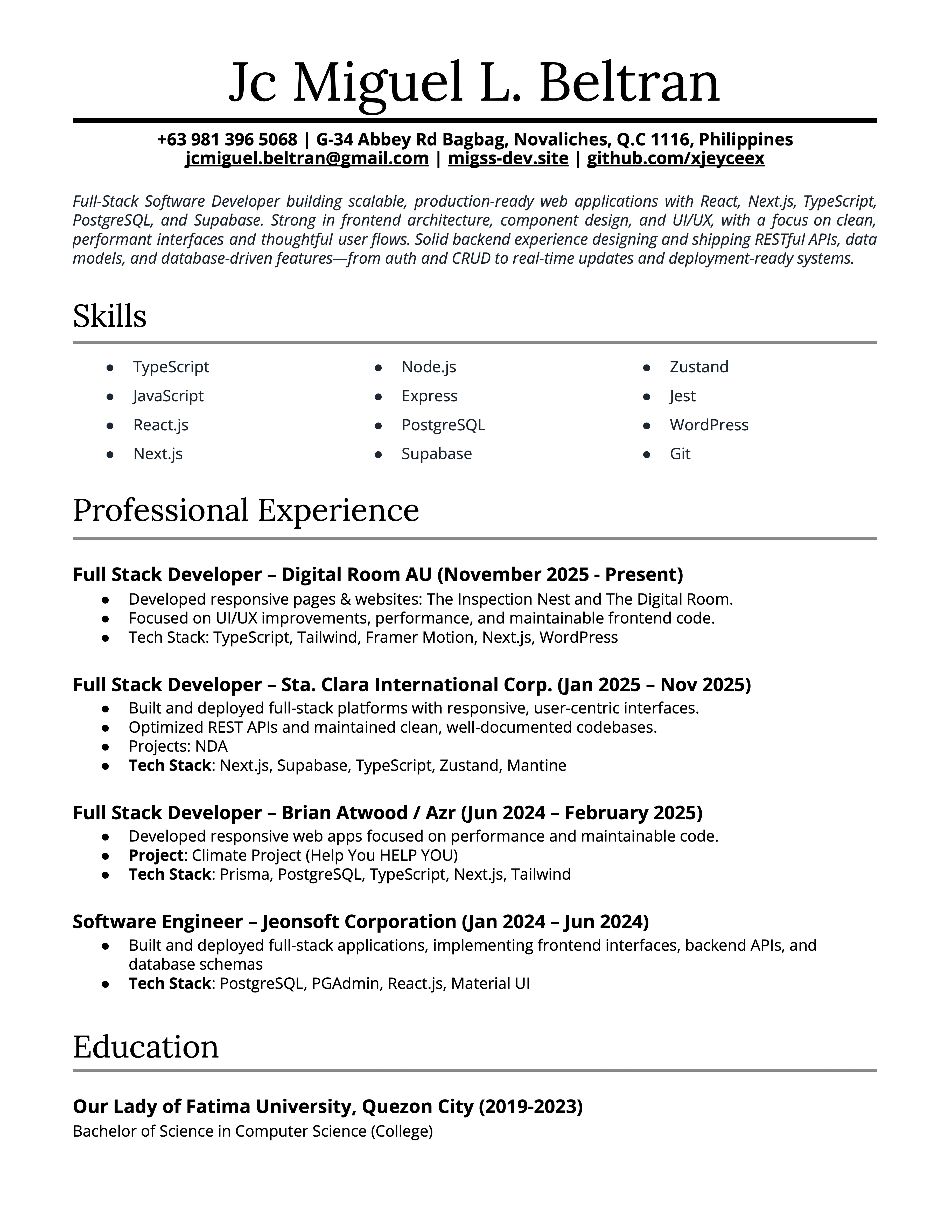 Resume of Jc Miguel L. Beltran